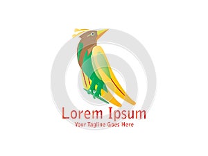 Abstract And Unique beautiful bird for business company design template. An exotic bird on white backgroundÂ 